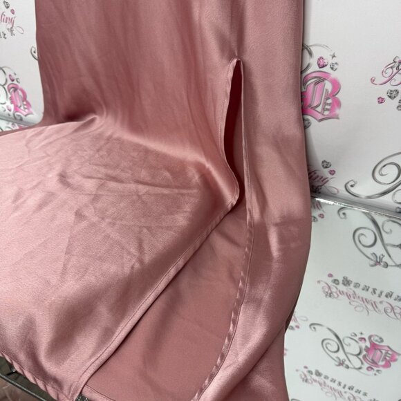 Paper heart dress long slip blush pink shimmer silky maxi leg slit v neck luxe - Picture 8 of 12